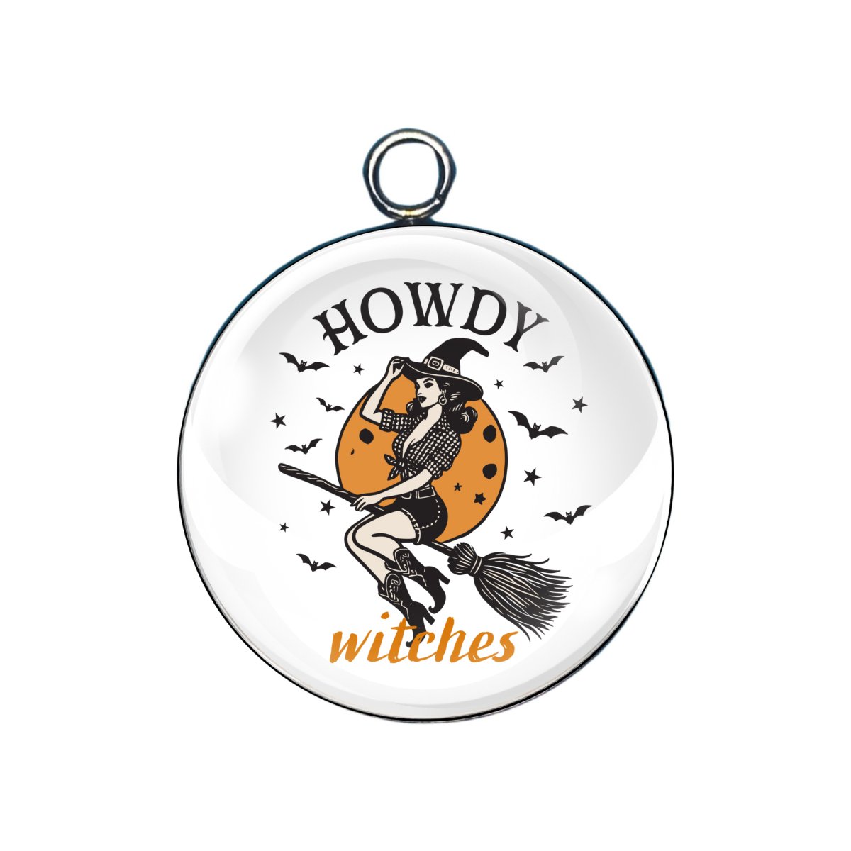 Halloween Witch glass cabochon charm