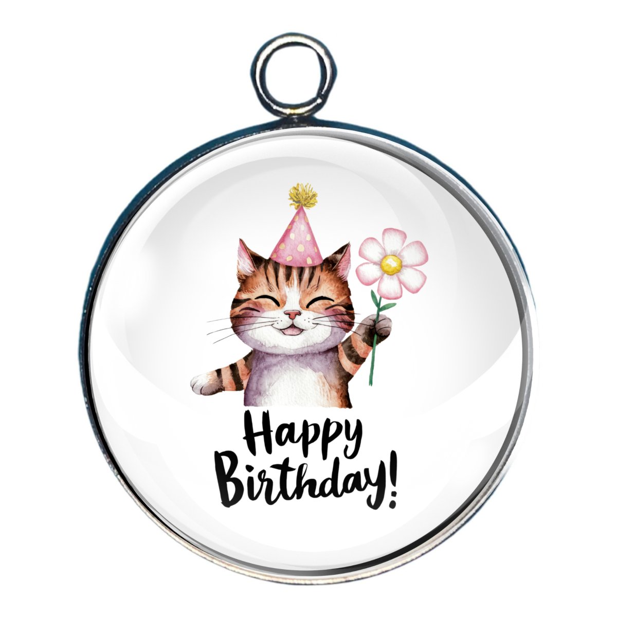 Happy Birthday Animal Charms, Glass Cabochon Charms