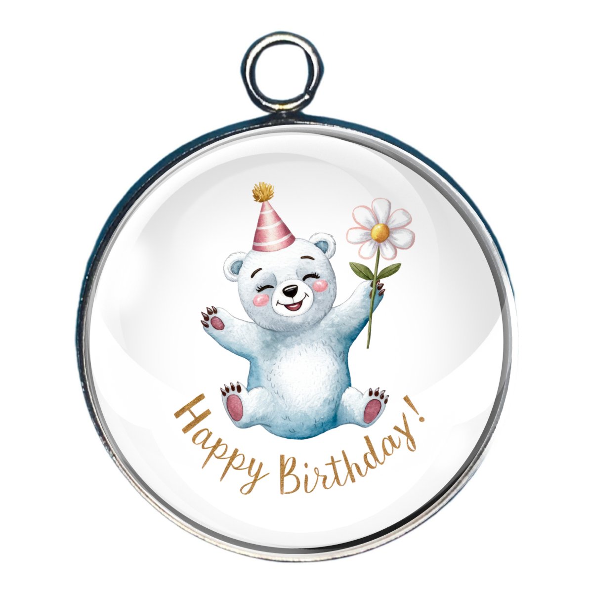 Happy Birthday Animal Charms, Glass Cabochon Charms