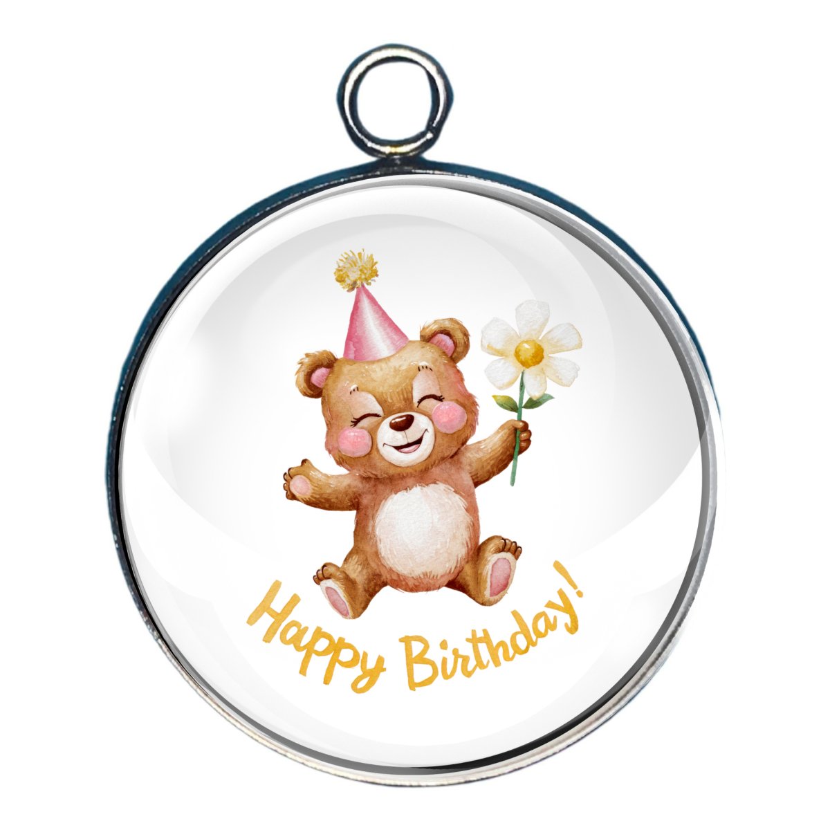 Happy Birthday Animal Charms, Glass Cabochon Charms