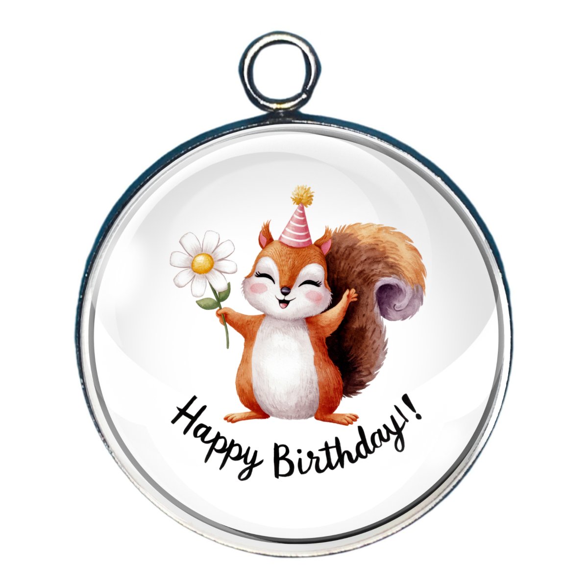 Happy Birthday Animal Charms, Glass Cabochon Charms