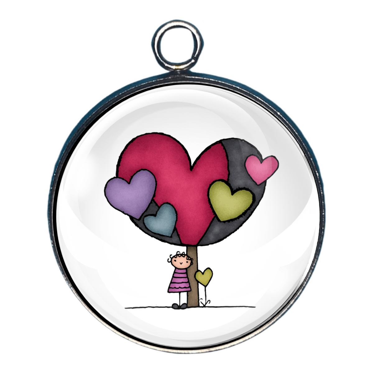 Charm of a Heart tree with contrasting colors and a child 