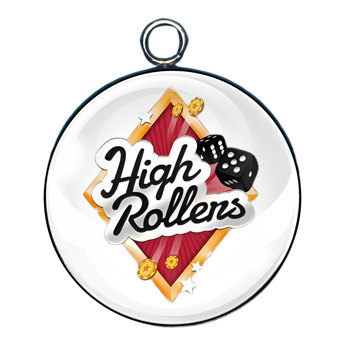 high roller glass cabochon charm