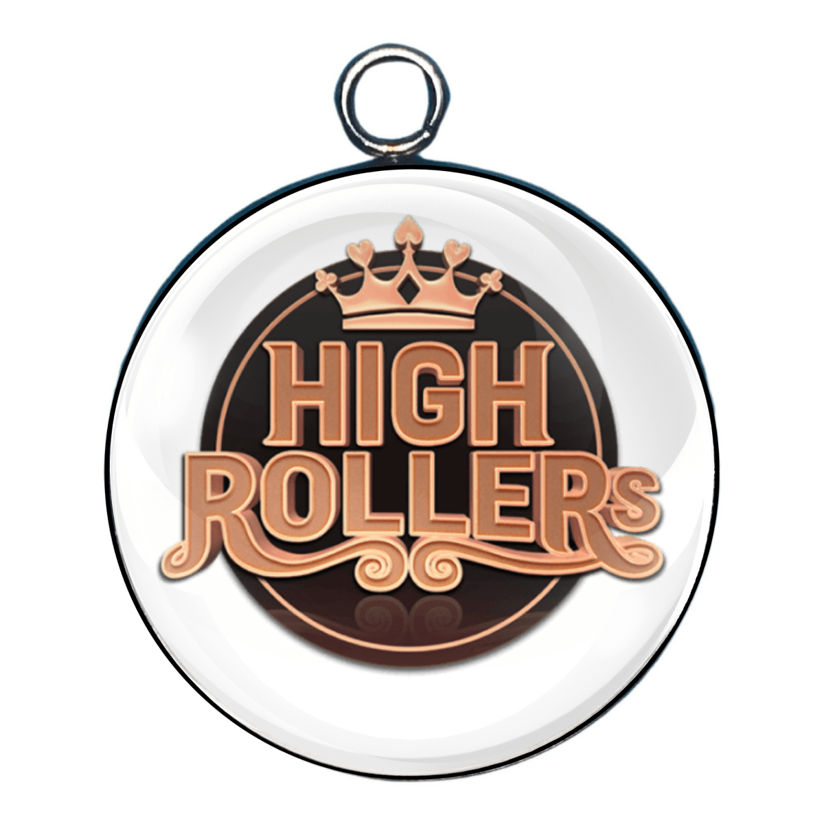 high roller glass cabochon charm