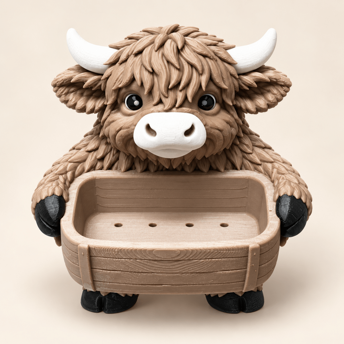 Highland Cow Bird Feeder – Wall Mount – 3D Printed Farmhouse Garden Decor