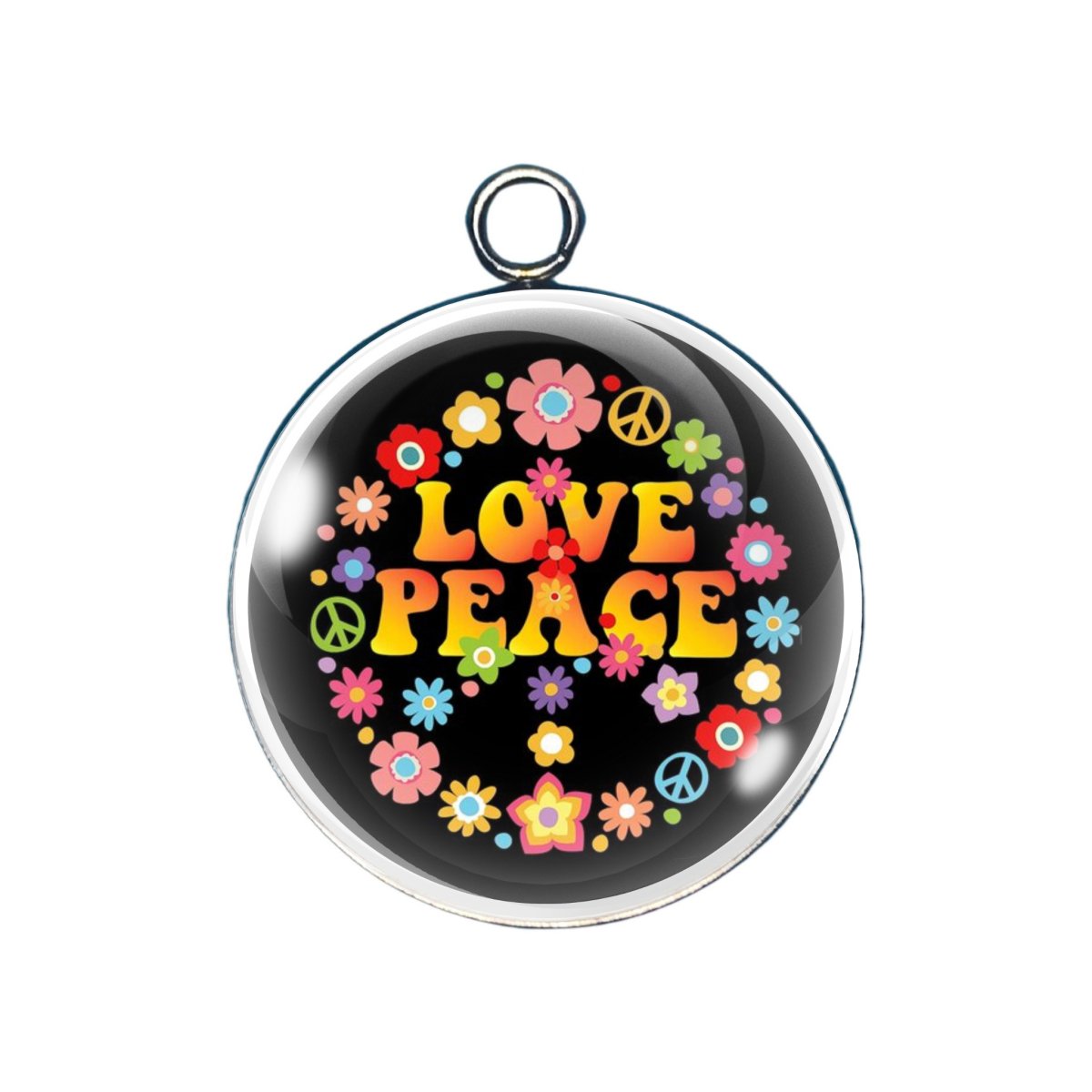 hippie glass cabochon charm