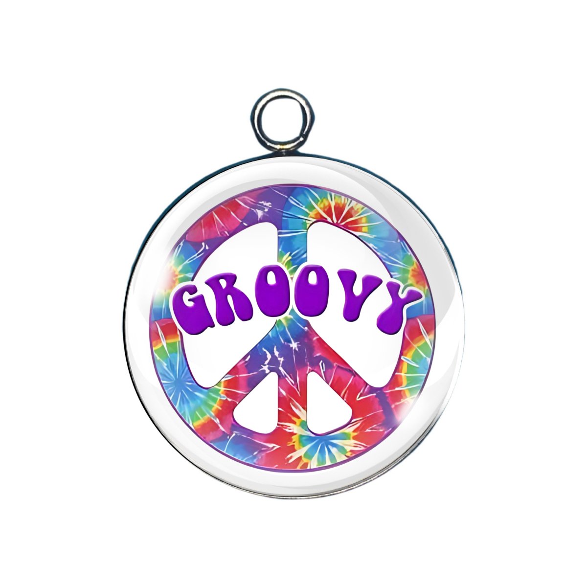 hippie glass cabochon charm