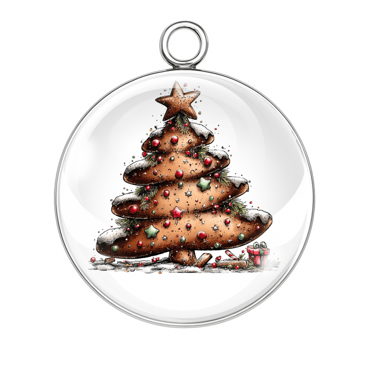 Decorated Christmas tree cookie charm