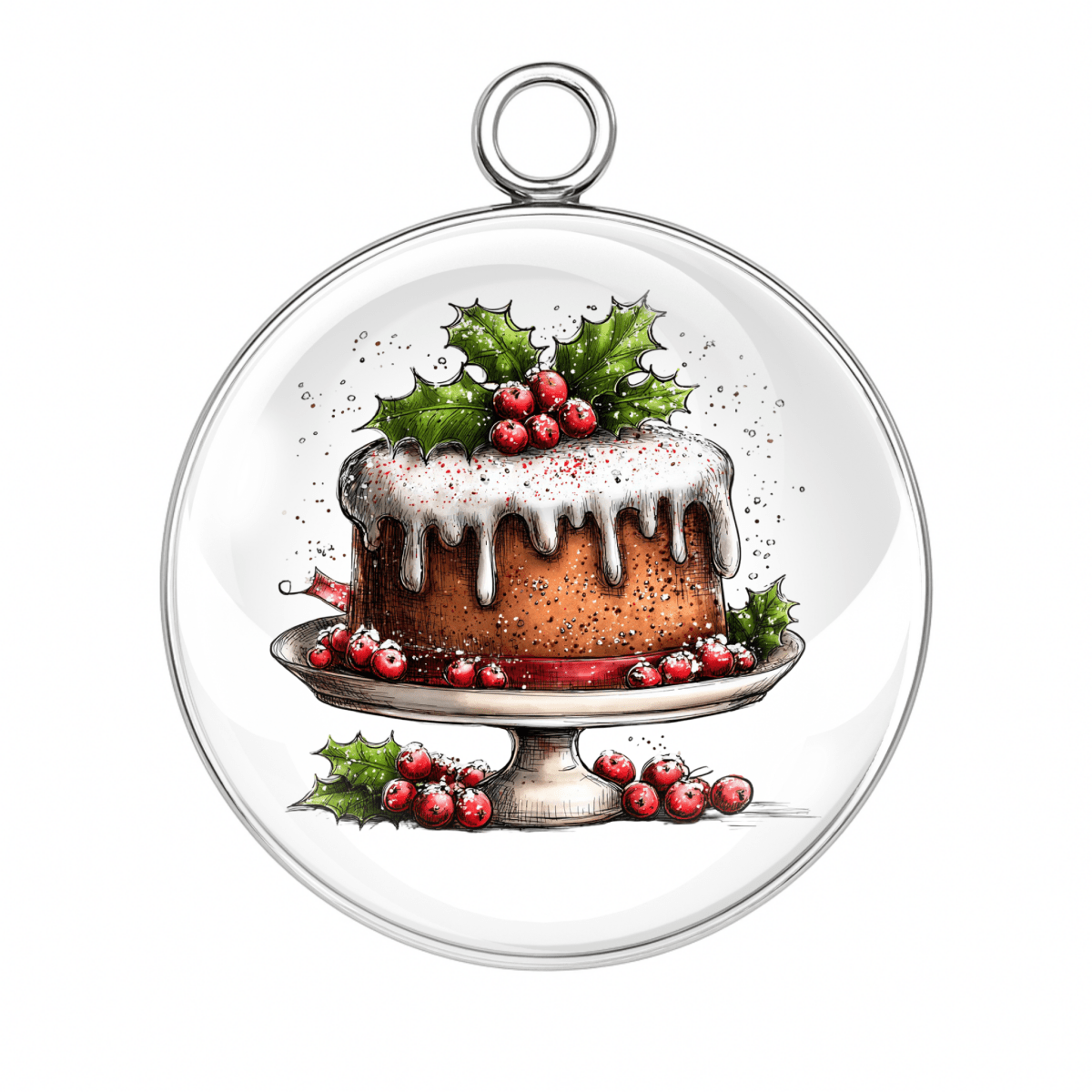Christmas fruit cake with white icing charm
