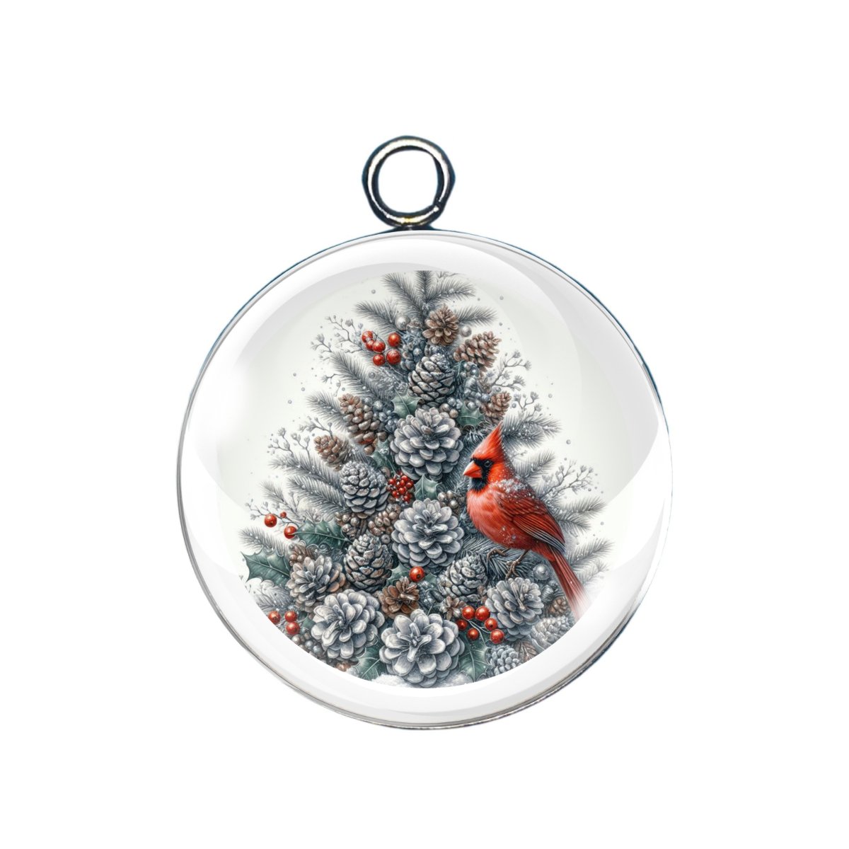 Holiday Birds glass cabochon charm