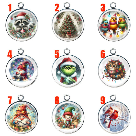 9 Holiday fun glass cabochon charms