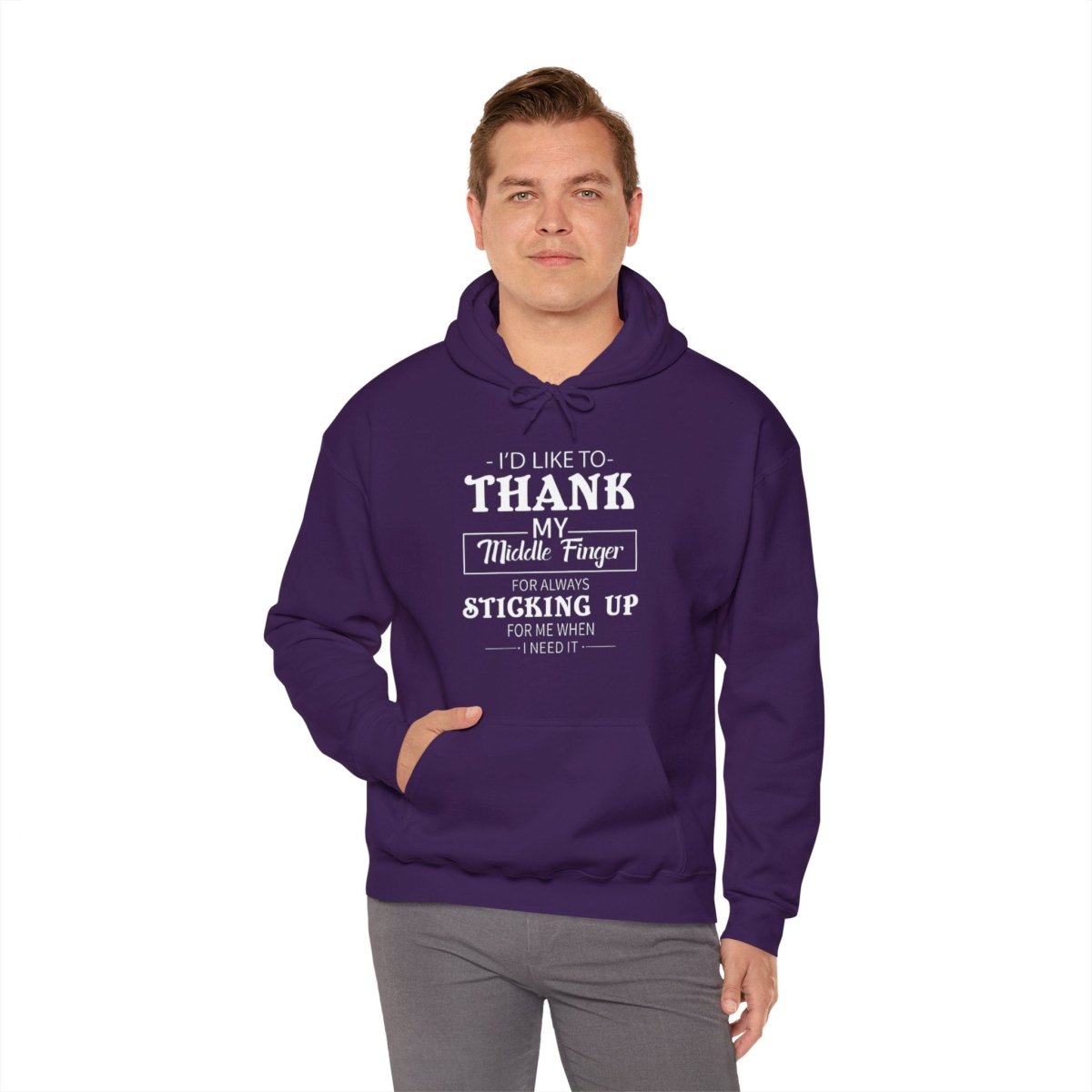 Hooded Sweatshirt Funny Middle Finger Thank You Design