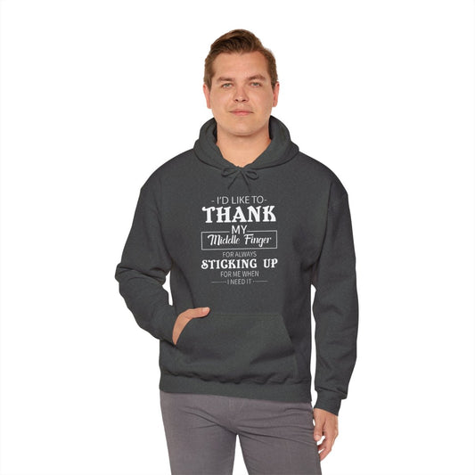 Hooded Sweatshirt Funny Middle Finger Thank You Design