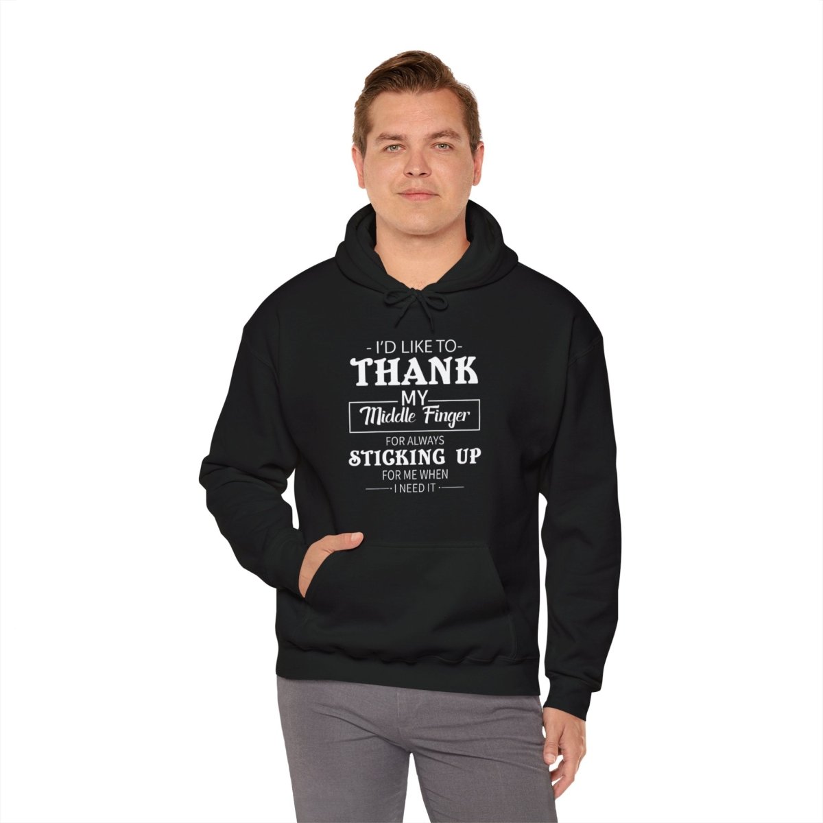 Hooded Sweatshirt Funny Middle Finger Thank You Design