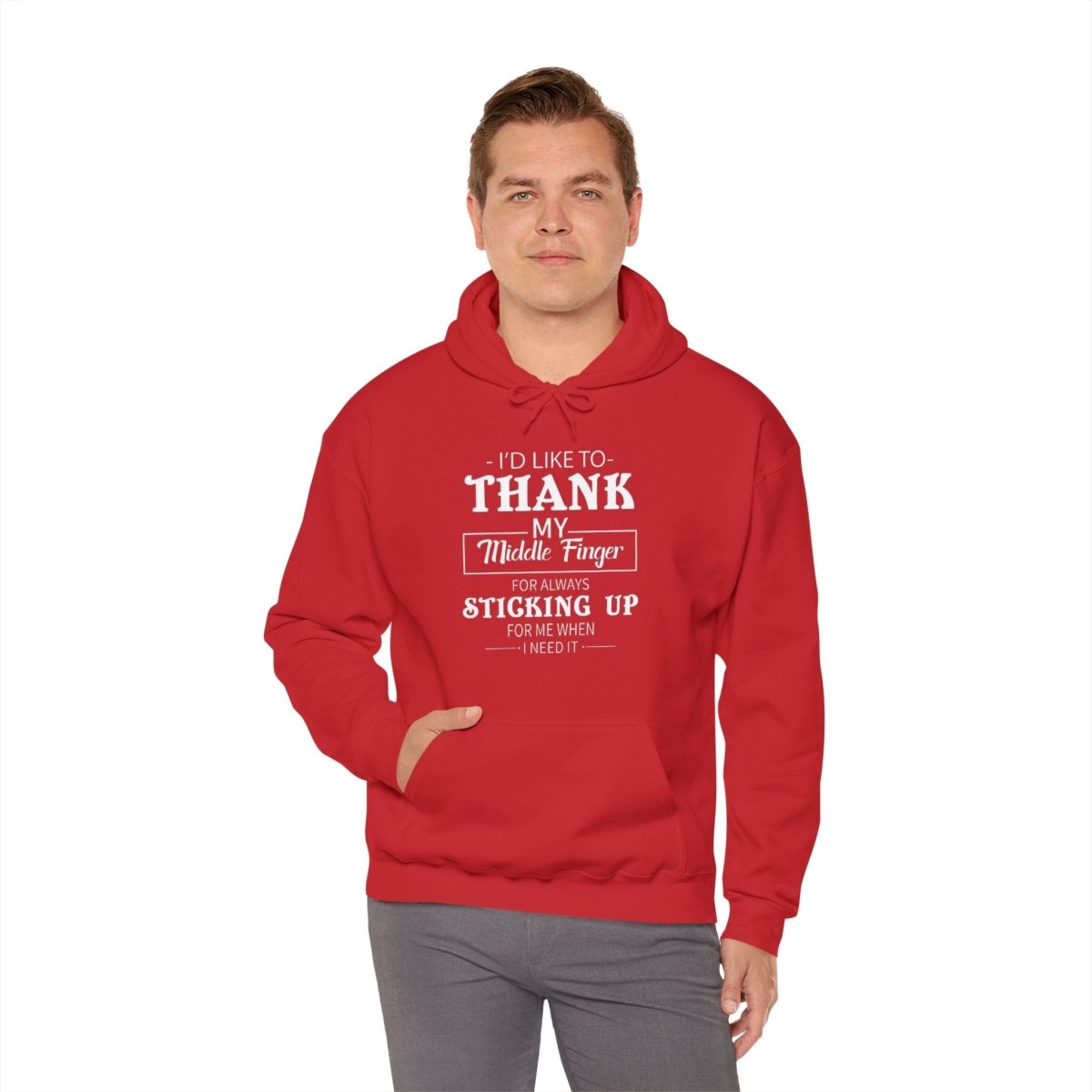 Hooded Sweatshirt Funny Middle Finger Thank You Design