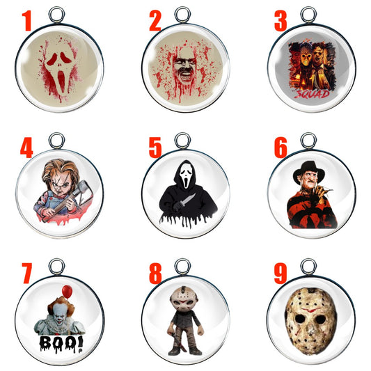 9 horror movie glass cabochon charms