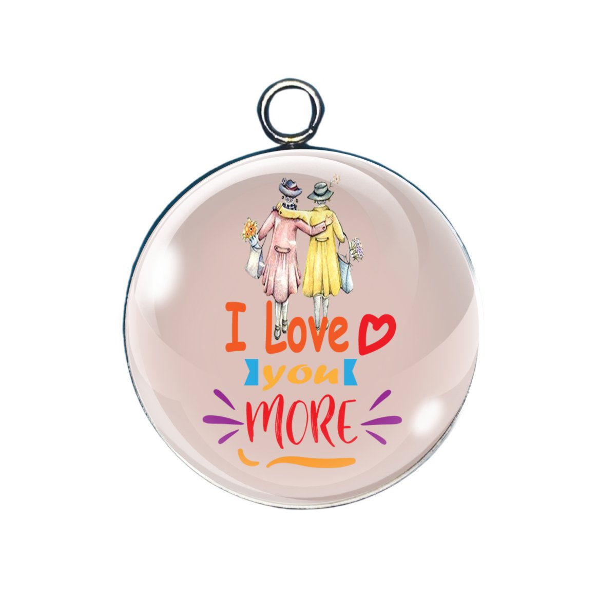 I Love you glass cabochon charm