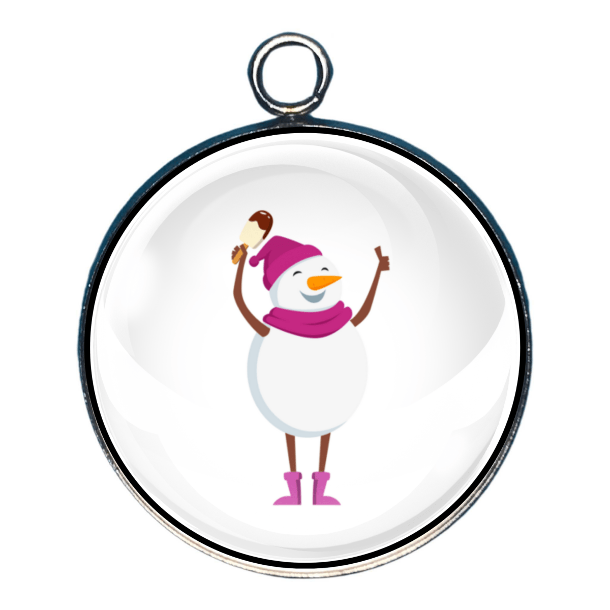 Snowman with ice cream cone charm