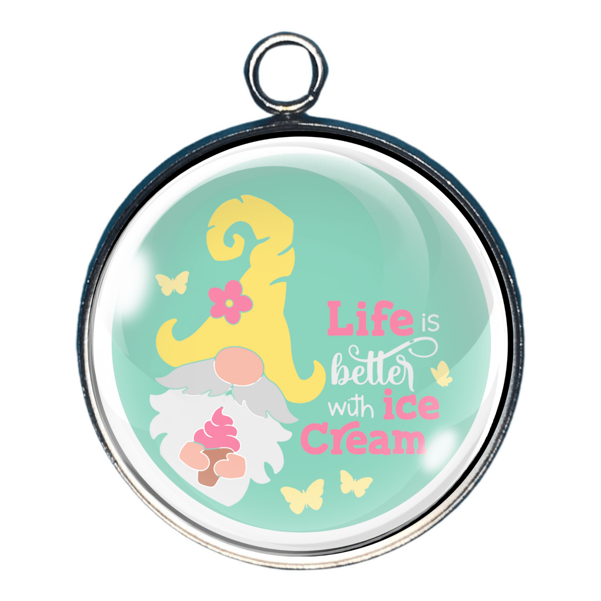 Gnome with ice cream cone – “Life is better with ice cream” charm