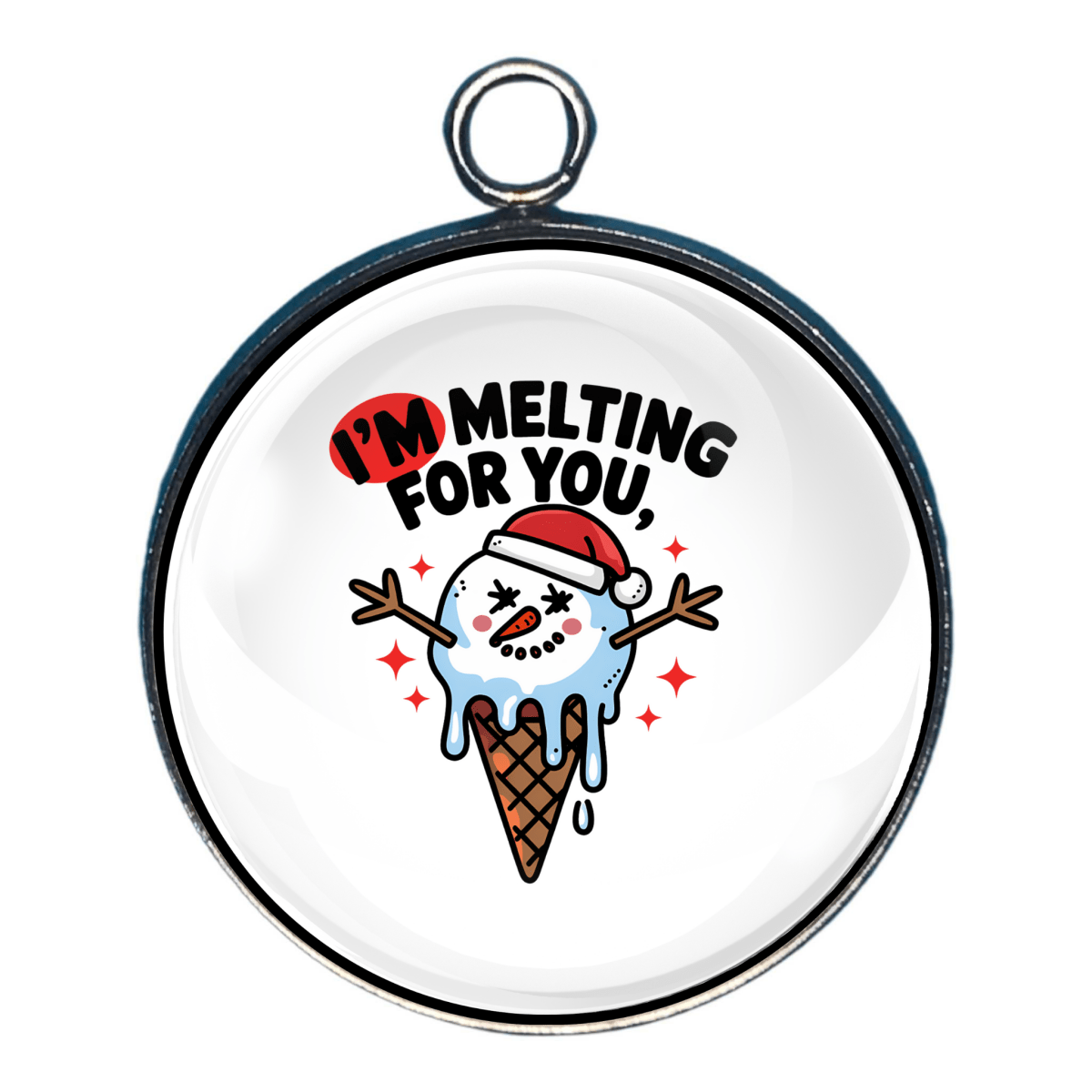 Melting snowman ice cream cone charm