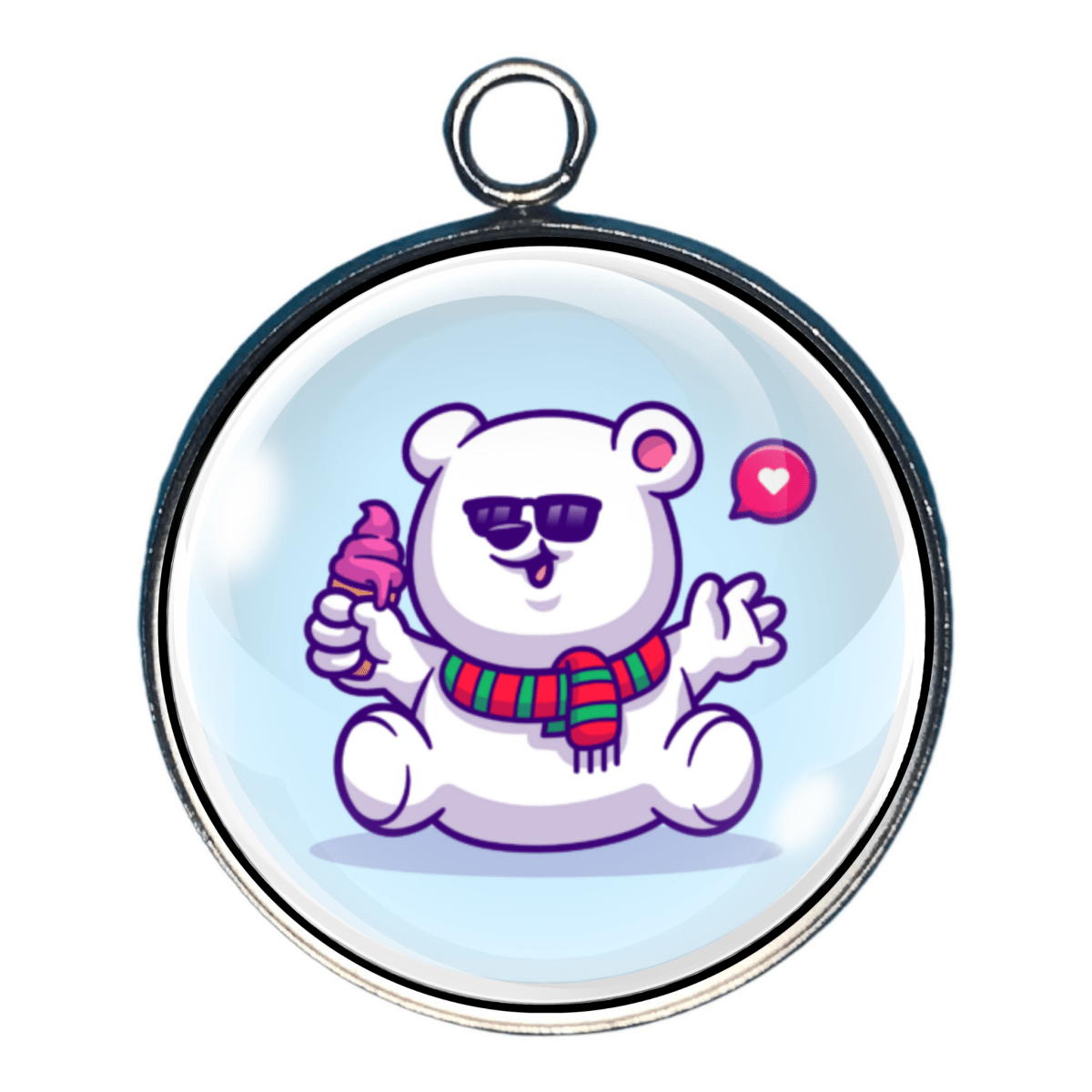 Polar bear with ice cream and scarf charm