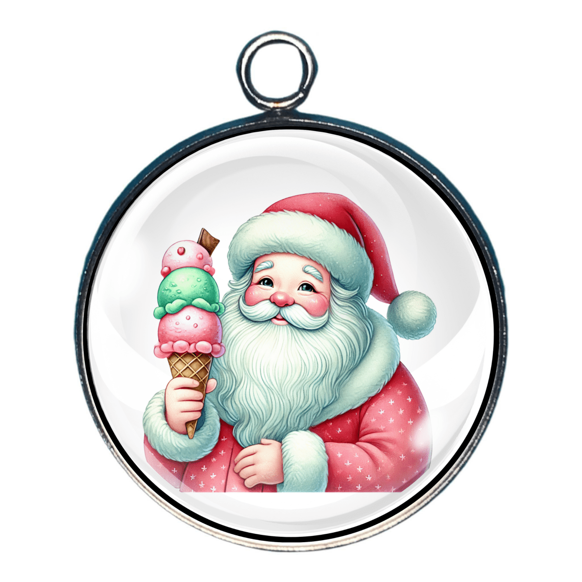 Santa holding ice cream cone charm