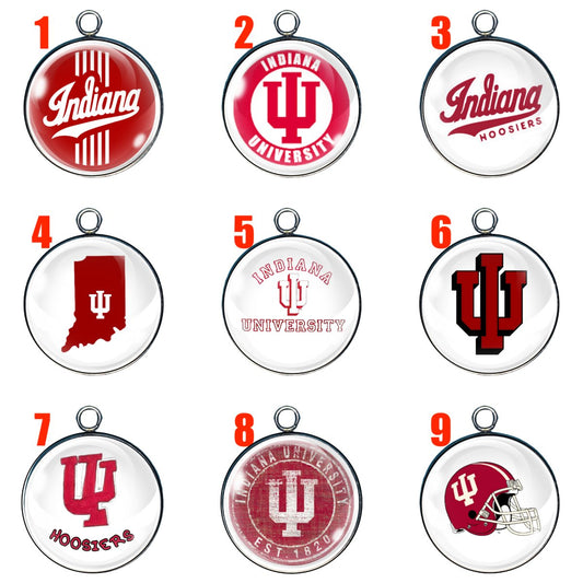 9 Indiana Hoosier glass cabochon charms