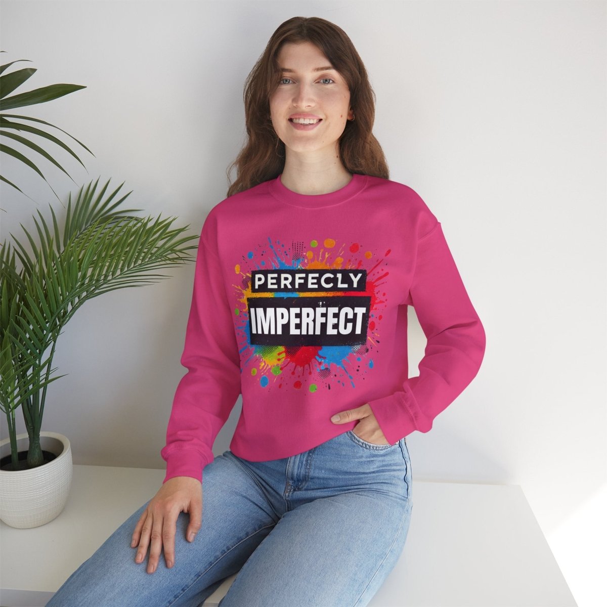 Inspirational Sweatshirt - Perfectly Imperfect Unisex Crewneck