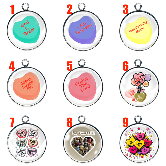 9 Inspiration valentine glass cabochon charms