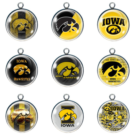 9 Iowa Hawkeyes glass cabochon craft charms