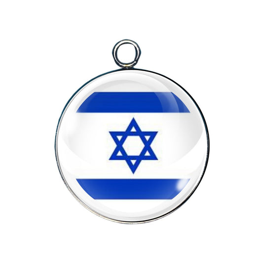 Israeli Flag glass cabochon charm