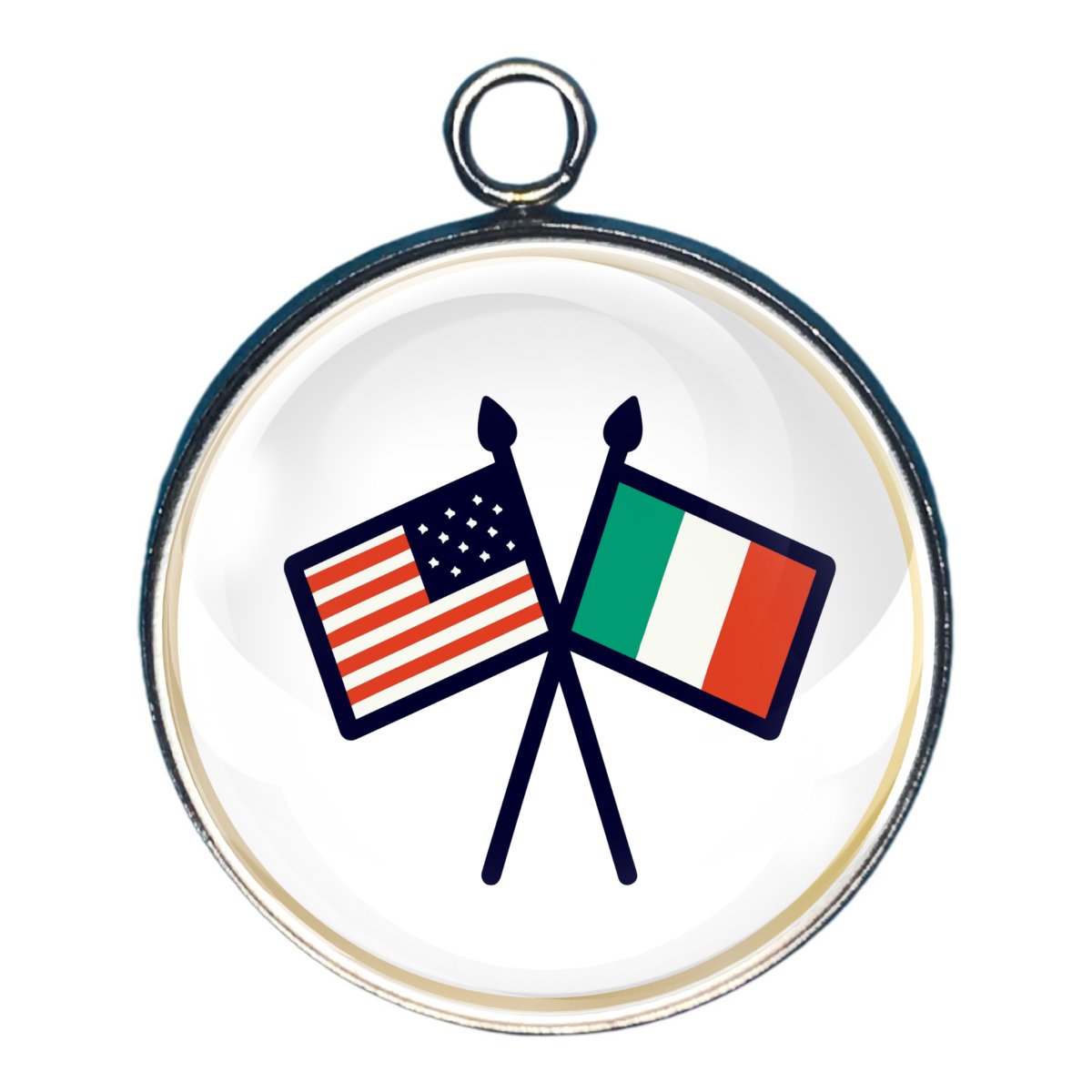 charm depicting the Italian and American flags