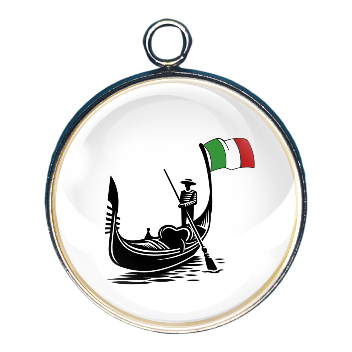 charm depicting a gondola with the italian flag