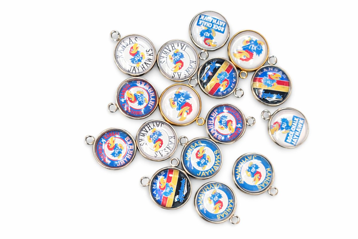 Jayhawk Charm Bundle (16pc) 14mm Gold & Silver Cabochon Mix – Clearance Craft Deal