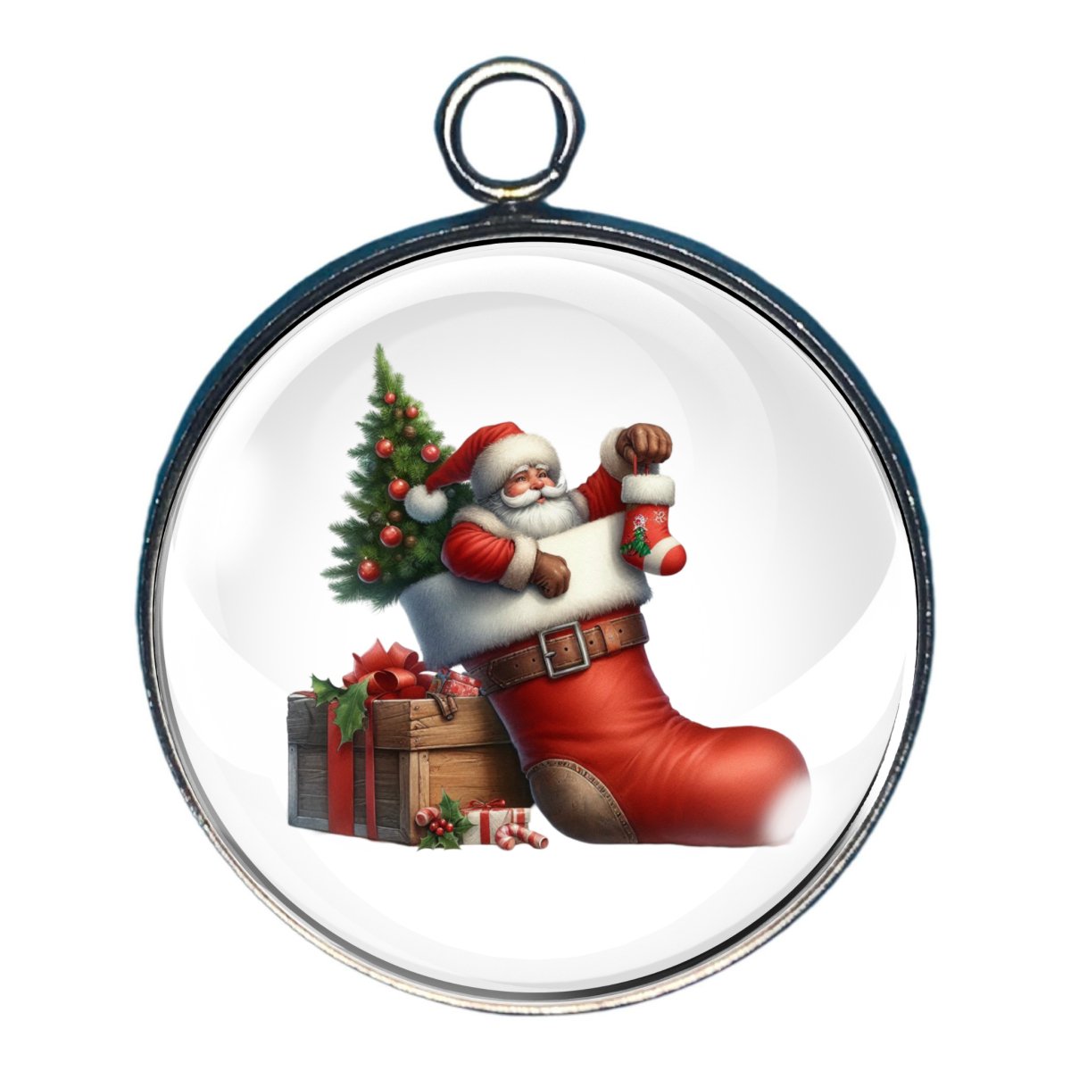 charm featuring Santa and Christmas stockings