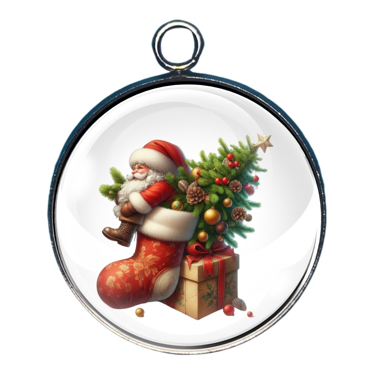 charm featuring Santa and Christmas stockings