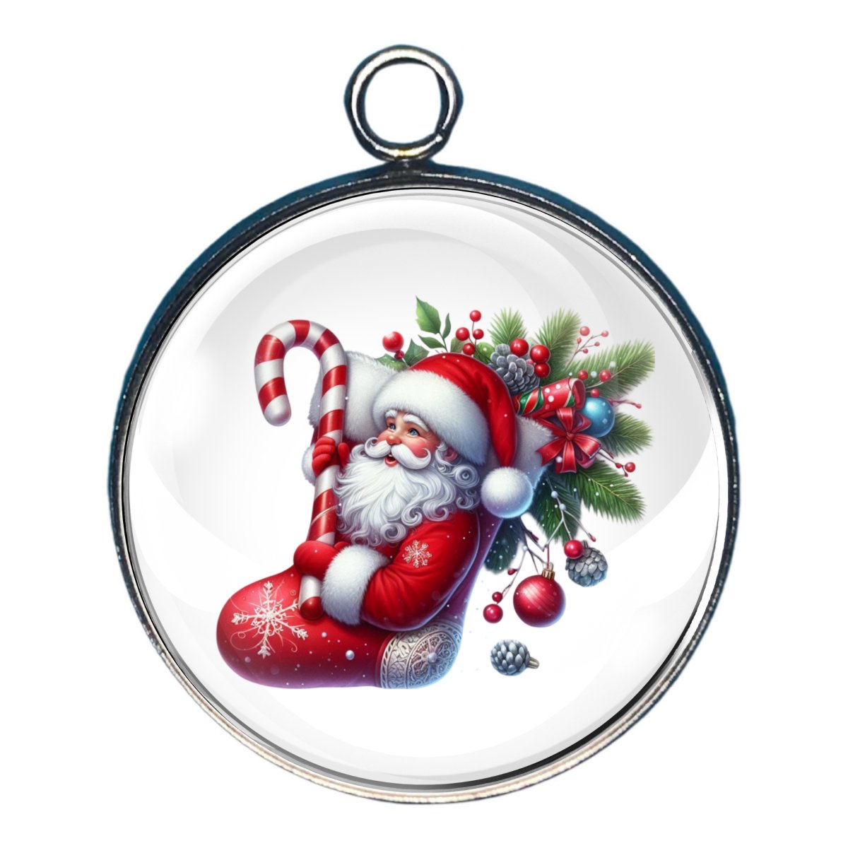 charm featuring Santa and Christmas stockings