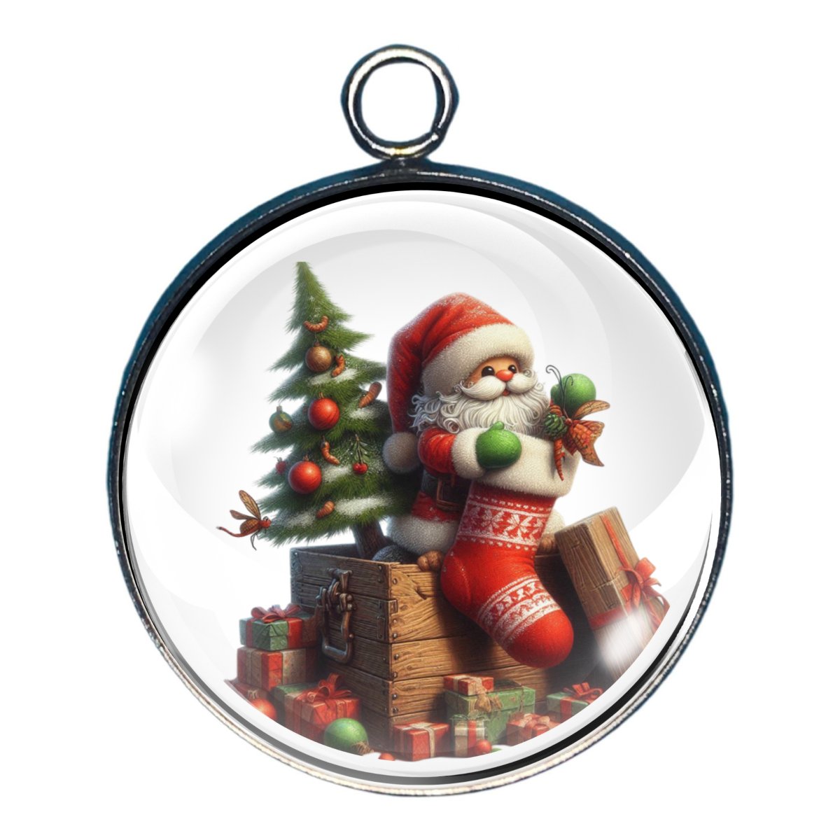 charm featuring Santa and Christmas stockings