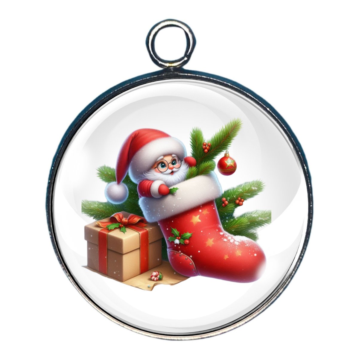 charm featuring Santa and Christmas stockings