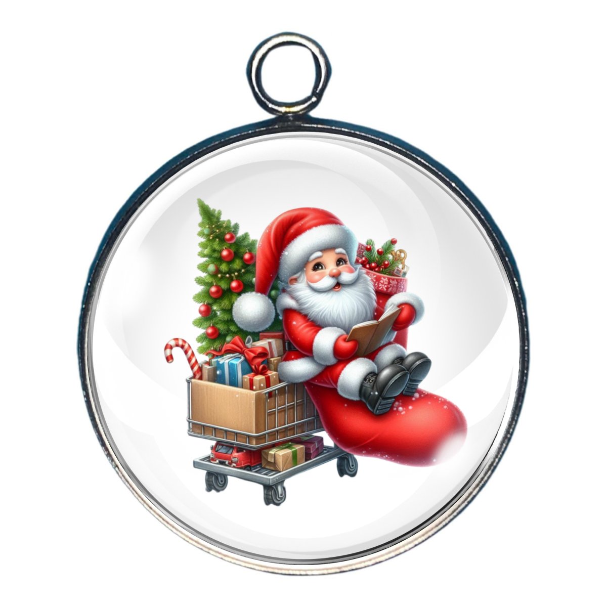 charm featuring Santa and Christmas stockings