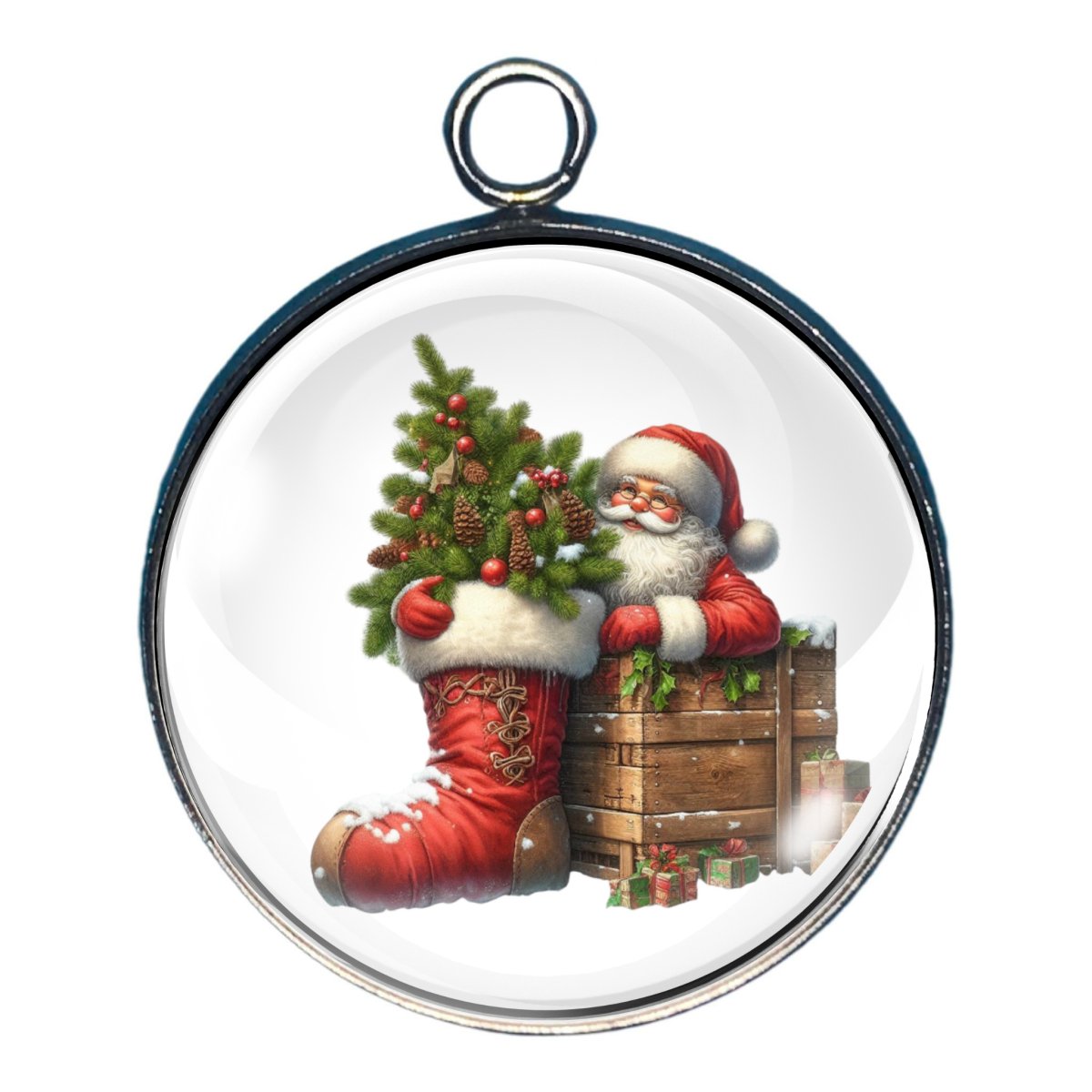 charm featuring Santa and Christmas stockings