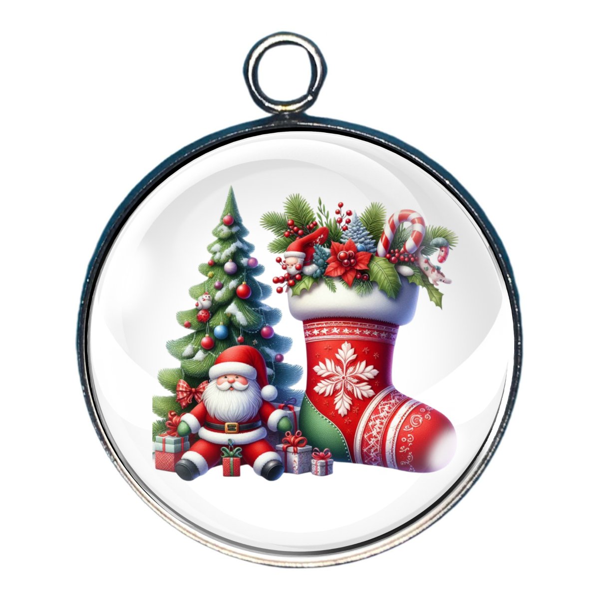 charm featuring Santa and Christmas stockings