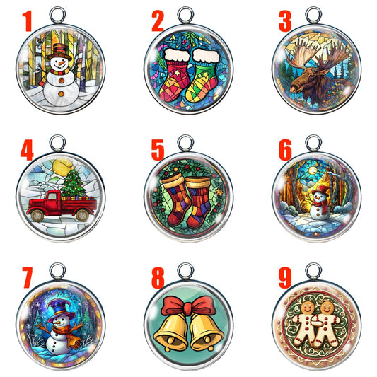 9 joyful christmas glass cabochon charms