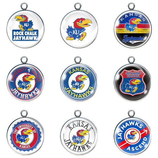 9 kansas Jayhawks glass cabochon charms