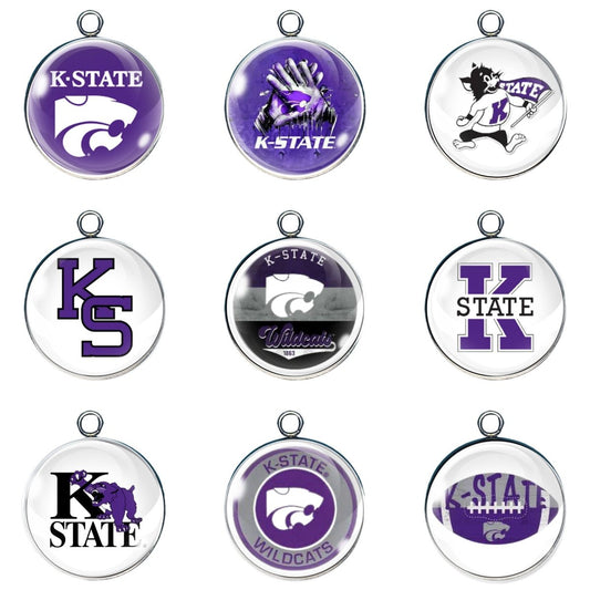 9 kansas State wildcats glass cabochon charms