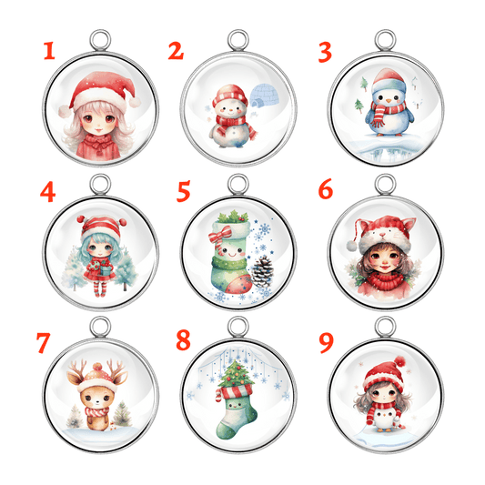 Group of 9 Kawaii Christmas Charms –  Cute Holiday Designs for Jewelry & Crafts