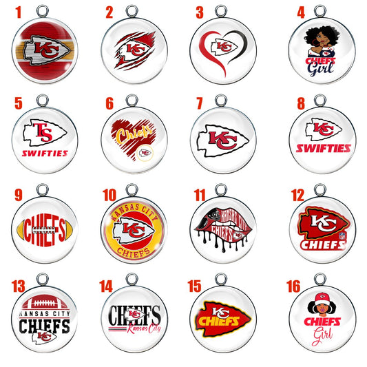 16 KC Chiefs glass cabochon charms