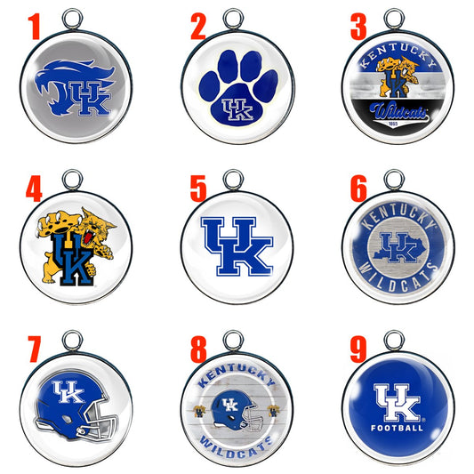 9 Kentucky Wildcats glass cabochon charms