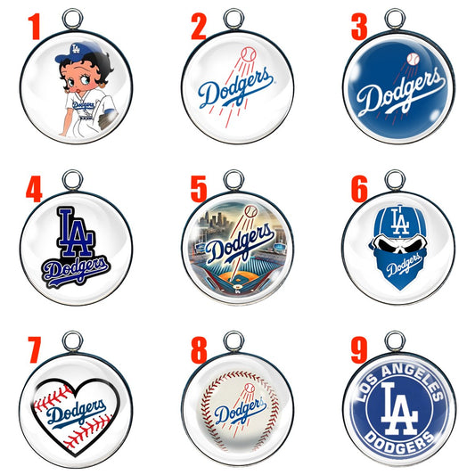 LA Dodger glass cabochon charms