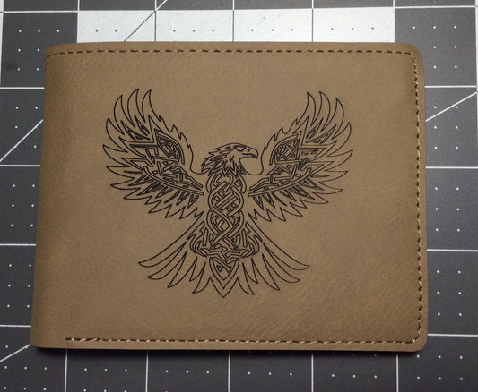 leather wallet with eagle engraving